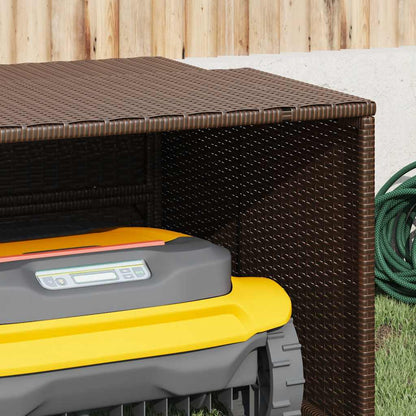 Robot Mower Garage Brown 33.9"x35.4"x20.5"/22.4" Poly Rattan