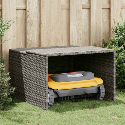 Robot Mower Garage Gray 33.9"x35.4"x20.5"/22.4" Poly Rattan