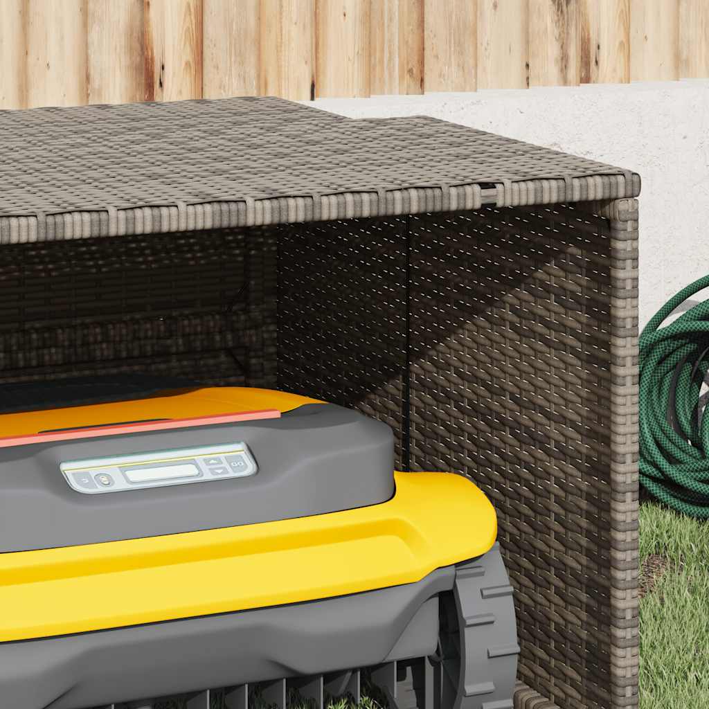 Robot Mower Garage Gray 33.9"x35.4"x20.5"/22.4" Poly Rattan