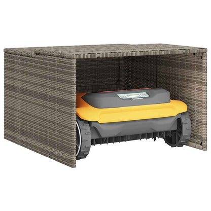 Robot Mower Garage Gray 33.9"x35.4"x20.5"/22.4" Poly Rattan