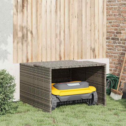 Robot Mower Garage Gray 33.9"x35.4"x20.5"/22.4" Poly Rattan