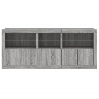 Sideboard with LED Lights Grey Sonoma 162x37x67 cm