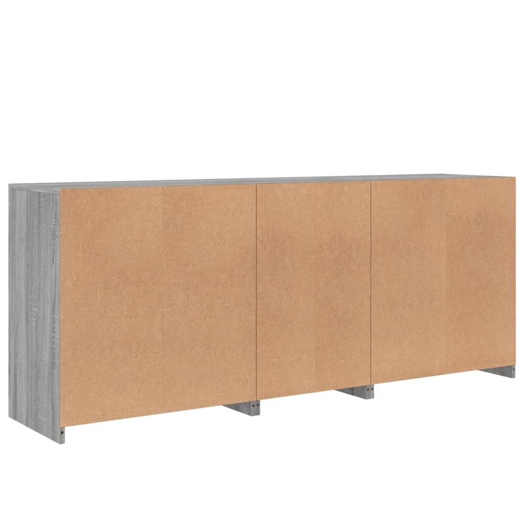 Sideboard with LED Lights Grey Sonoma 162x37x67 cm