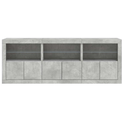 Sideboard with LED Lights Concrete Grey 181.5x37x67 cm