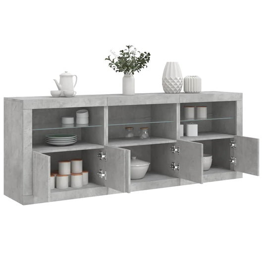 Sideboard with LED Lights Concrete Grey 181.5x37x67 cm