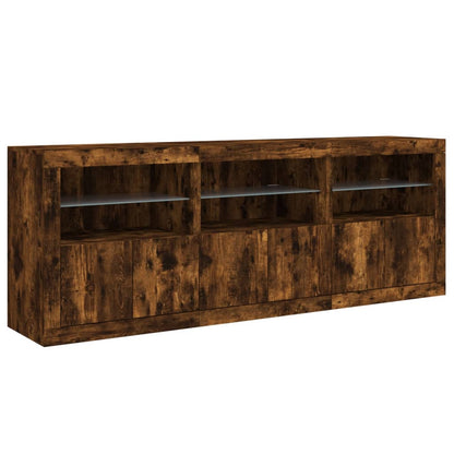 Sideboard with LED Lights Smoked Oak 181,5x37x67 cm