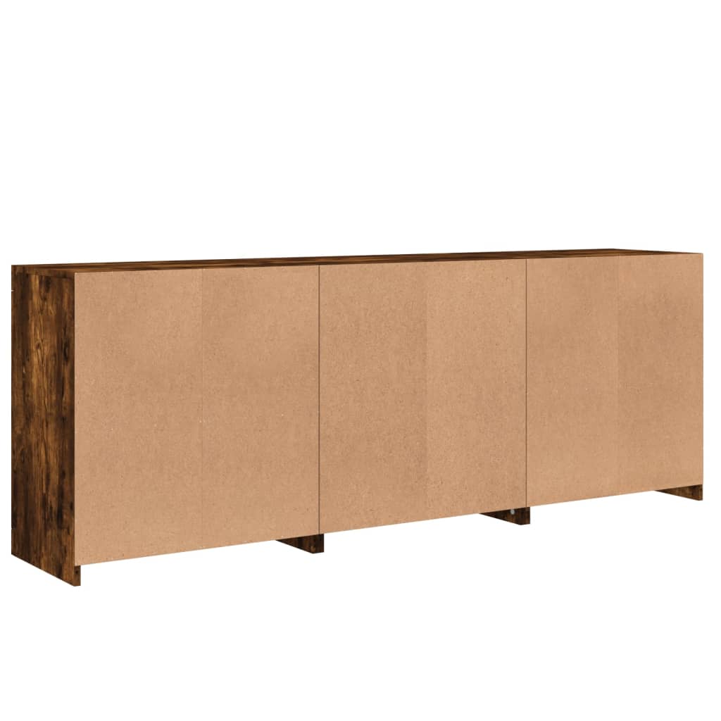 Sideboard with LED Lights Smoked Oak 181,5x37x67 cm