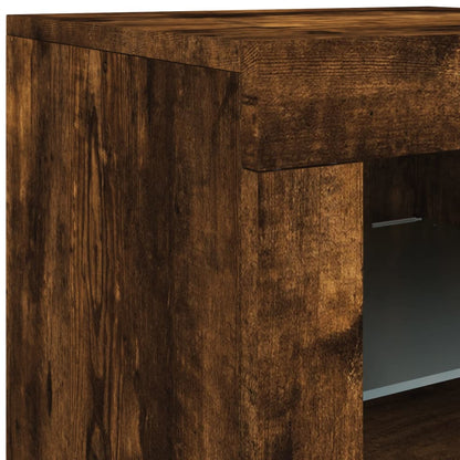 Sideboard with LED Lights Smoked Oak 181,5x37x67 cm
