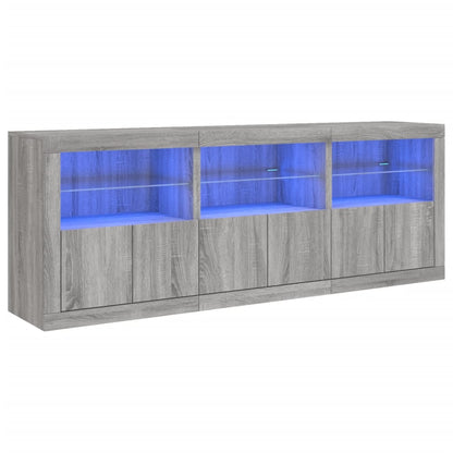 Sideboard with LED Lights Grey Sonoma 181,5x37x67 cm