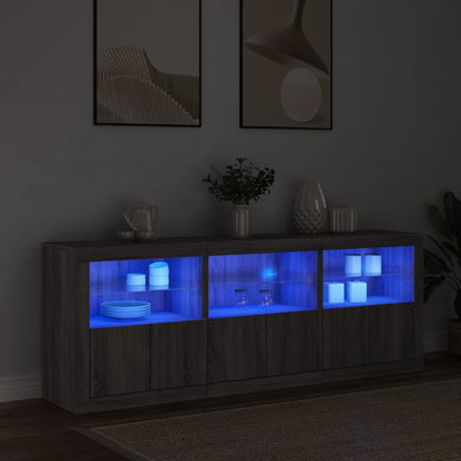 Sideboard with LED Lights Grey Sonoma 181,5x37x67 cm