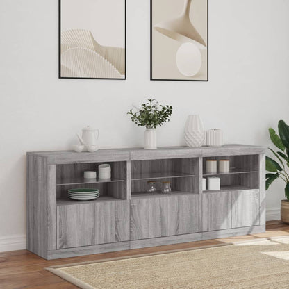 Sideboard with LED Lights Grey Sonoma 181,5x37x67 cm