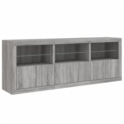 Sideboard with LED Lights Grey Sonoma 181,5x37x67 cm