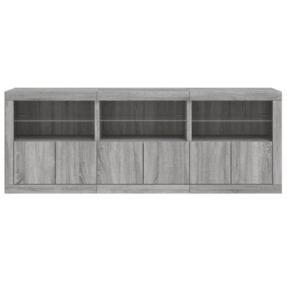 Sideboard with LED Lights Grey Sonoma 181,5x37x67 cm