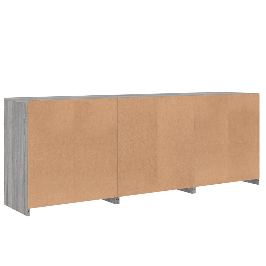 Sideboard with LED Lights Grey Sonoma 181,5x37x67 cm