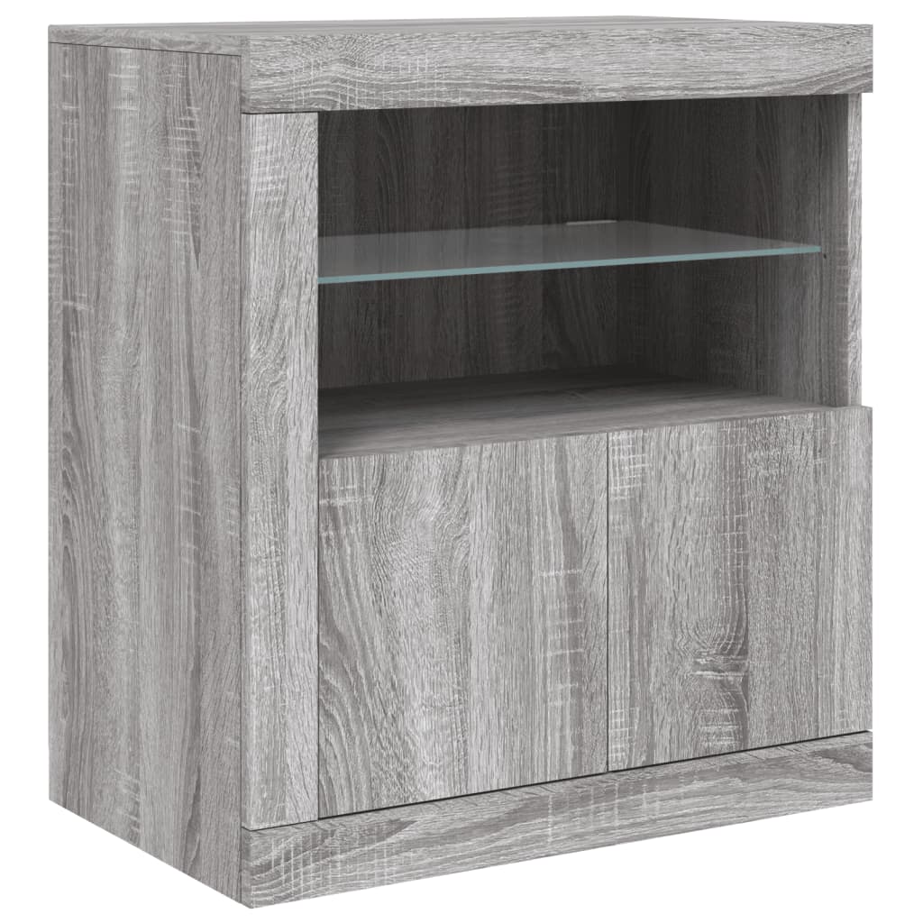 Sideboard with LED Lights Grey Sonoma 181,5x37x67 cm