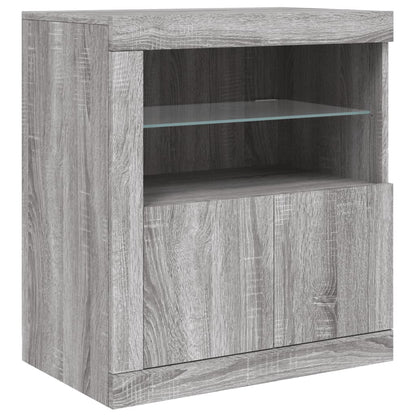 Sideboard with LED Lights Grey Sonoma 181,5x37x67 cm