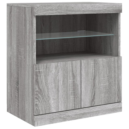Sideboard with LED Lights Grey Sonoma 181,5x37x67 cm