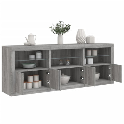 Sideboard with LED Lights Grey Sonoma 181,5x37x67 cm