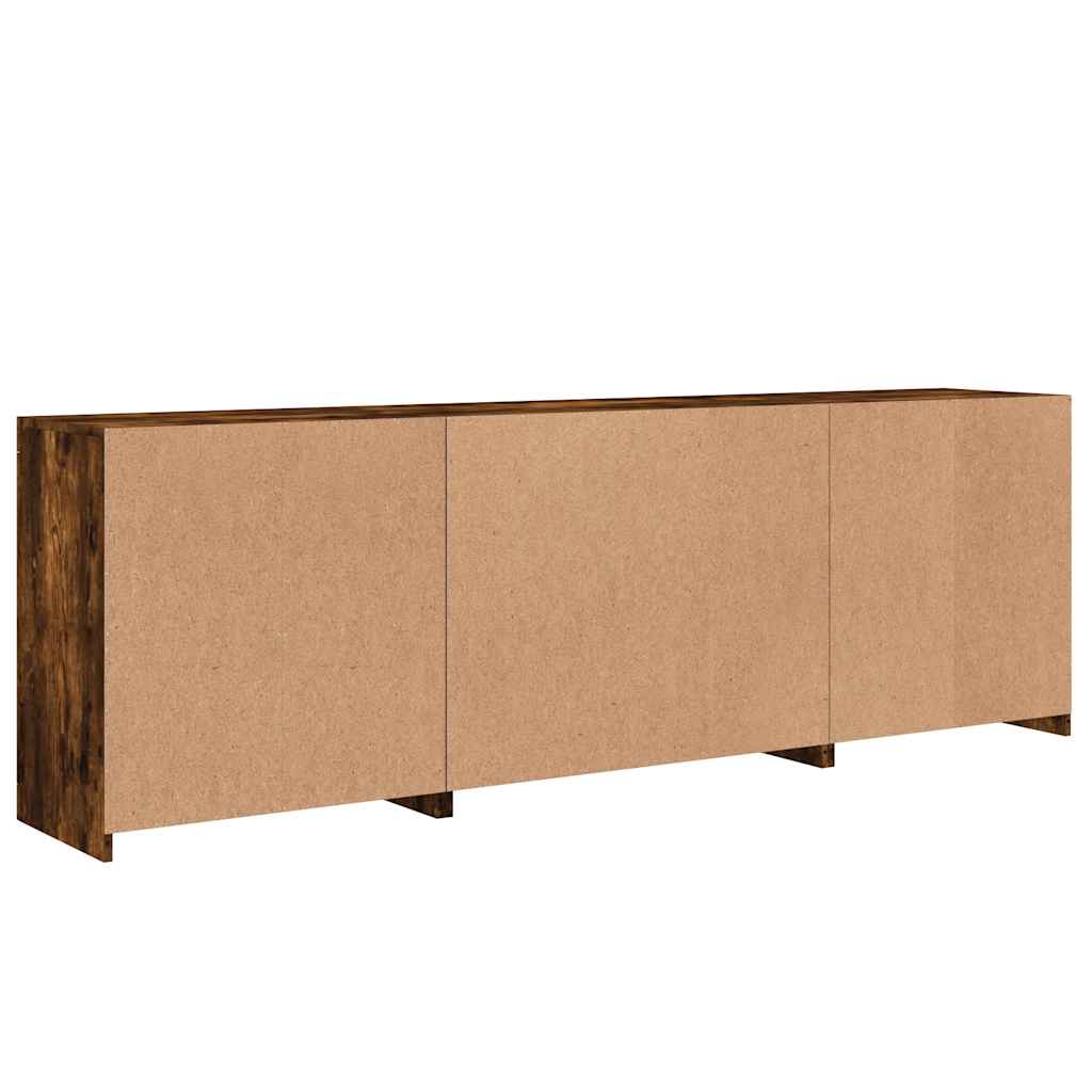 Sideboard with LED Lights Smoked Oak 202x37x67 cm