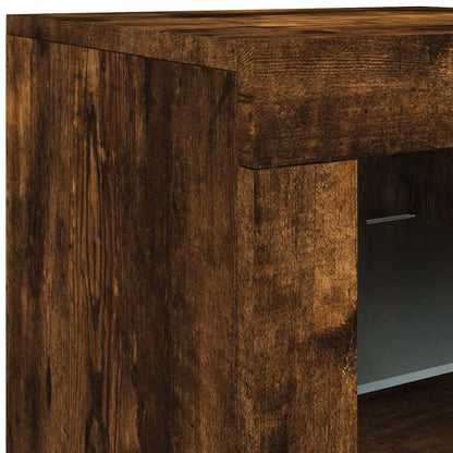 Sideboard with LED Lights Smoked Oak 202x37x67 cm