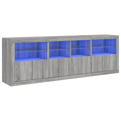 Sideboard with LED Lights Grey Sonoma 202x37x67 cm