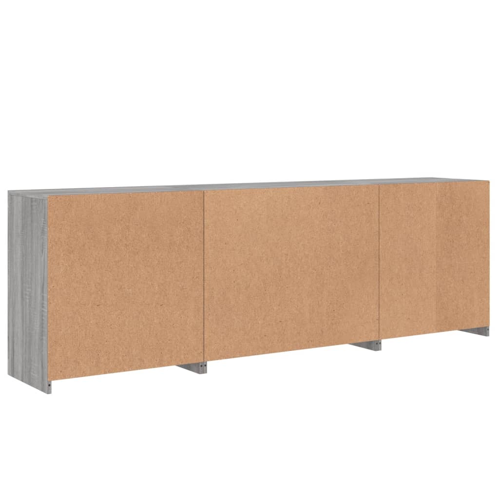 Sideboard with LED Lights Grey Sonoma 202x37x67 cm
