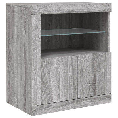 Sideboard with LED Lights Grey Sonoma 202x37x67 cm