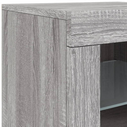 Sideboard with LED Lights Grey Sonoma 202x37x67 cm