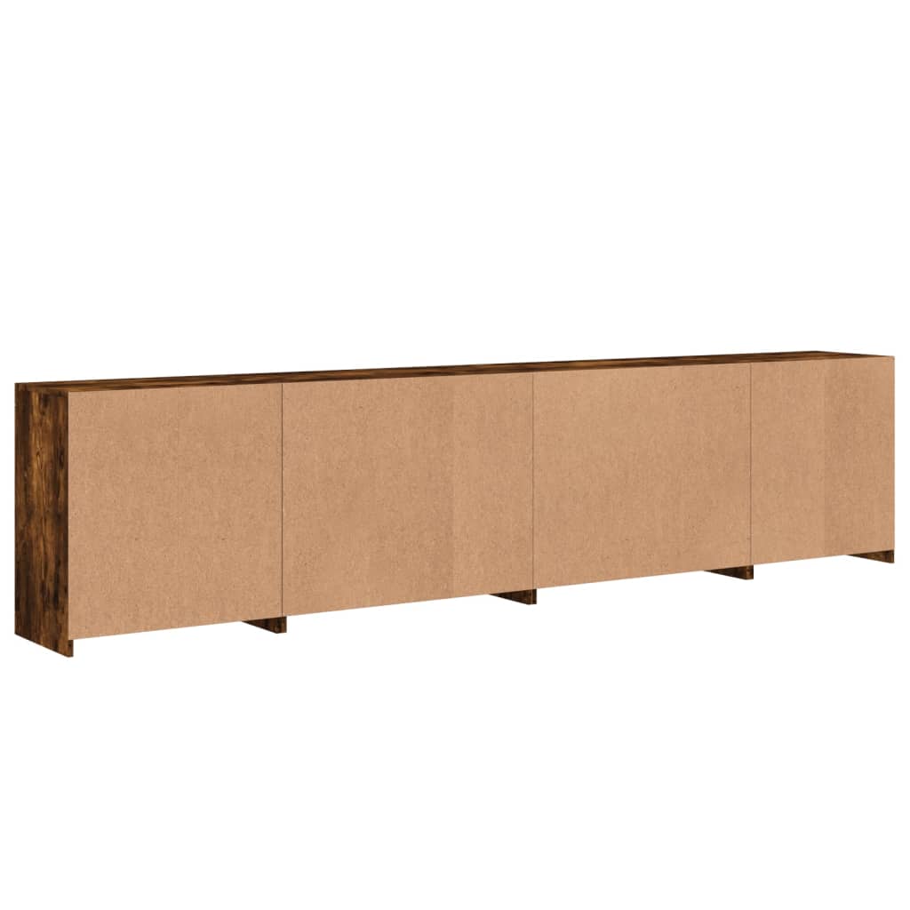 Sideboard with LED Lights Smoked Oak 283x37x67 cm
