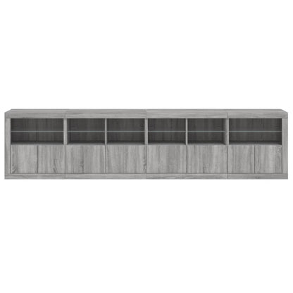 Sideboard with LED Lights Grey Sonoma 283x37x67 cm