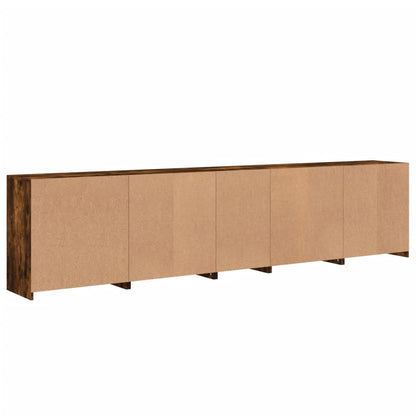 Sideboard with LED Lights Smoked Oak 283x37x67 cm