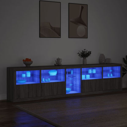 Sideboard with LED Lights Grey Sonoma 283x37x67 cm