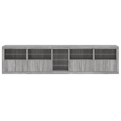 Sideboard with LED Lights Grey Sonoma 283x37x67 cm