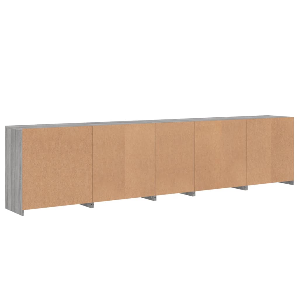 Sideboard with LED Lights Grey Sonoma 283x37x67 cm