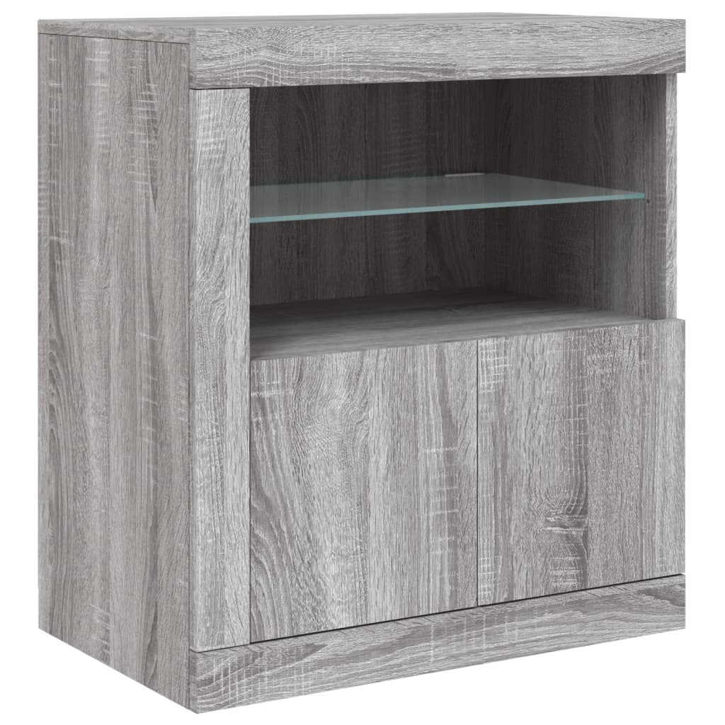 Sideboard with LED Lights Grey Sonoma 283x37x67 cm