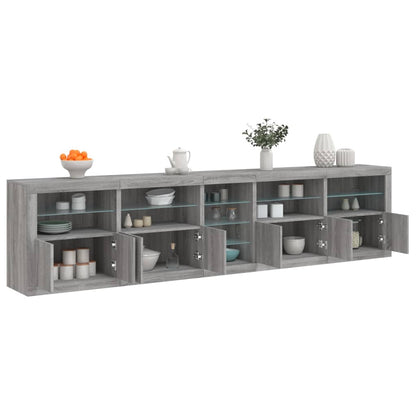 Sideboard with LED Lights Grey Sonoma 283x37x67 cm