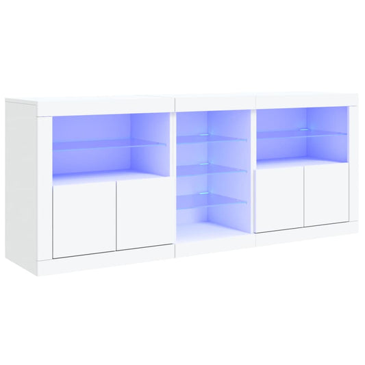Sideboard with LED Lights White 162x37x67 cm