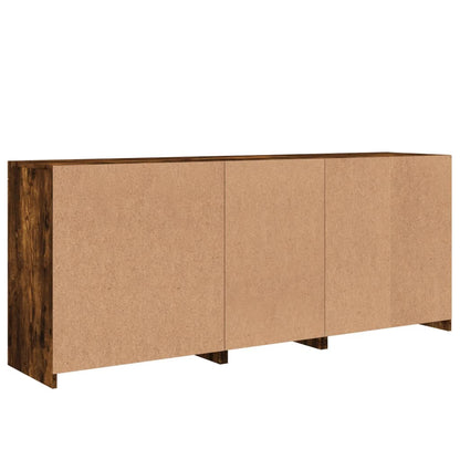 Sideboard with LED Lights Smoked Oak 162x37x67 cm