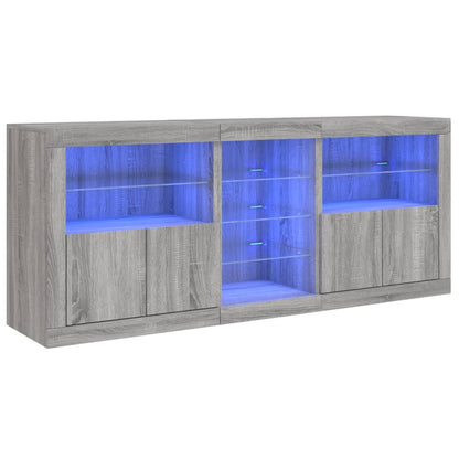 Sideboard with LED Lights Grey Sonoma 162x37x67 cm