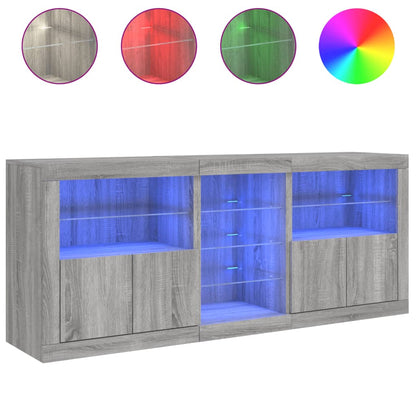 Sideboard with LED Lights Grey Sonoma 162x37x67 cm