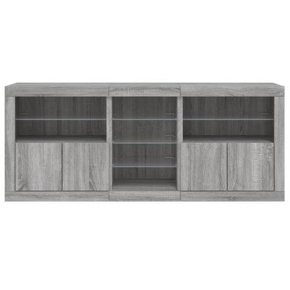 Sideboard with LED Lights Grey Sonoma 162x37x67 cm