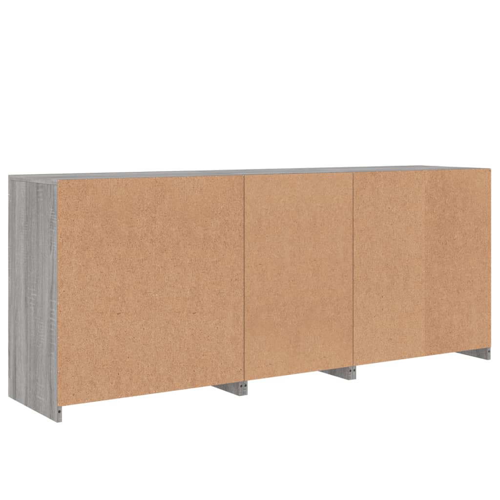 Sideboard with LED Lights Grey Sonoma 162x37x67 cm