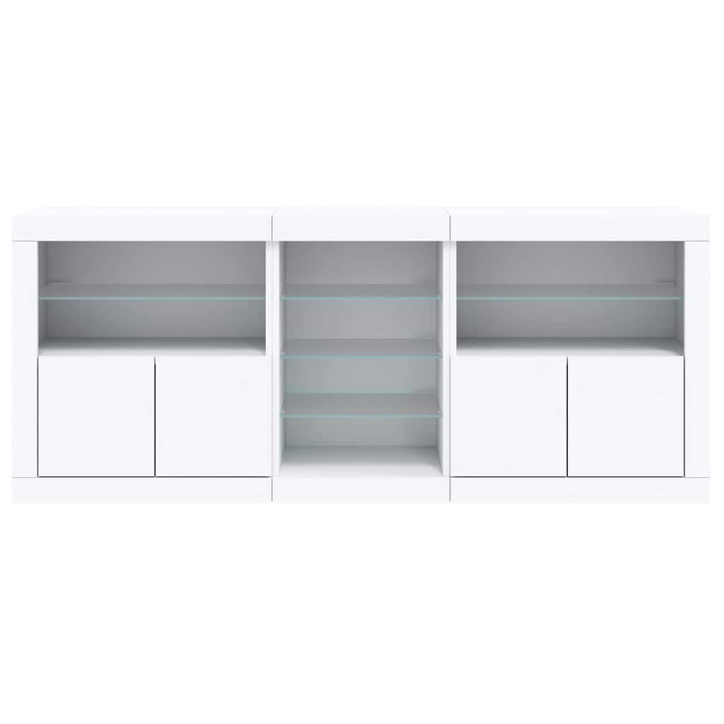 Sideboard with LED Lights White 181.5x37x67 cm