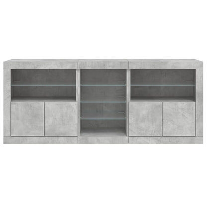 Sideboard with LED Lights Concrete Grey 181.5x37x67 cm