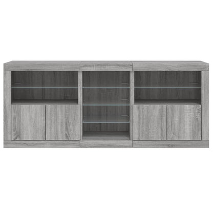 Sideboard with LED Lights Grey Sonoma 181,5x37x67 cm