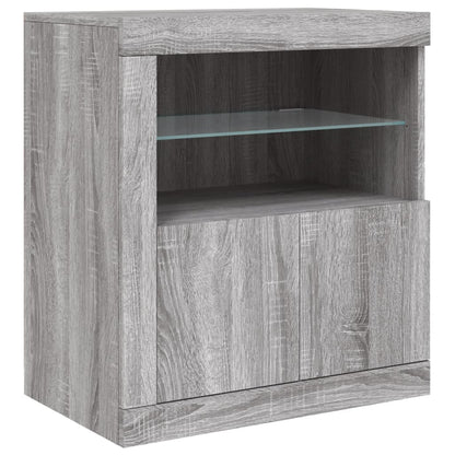 Sideboard with LED Lights Grey Sonoma 181,5x37x67 cm