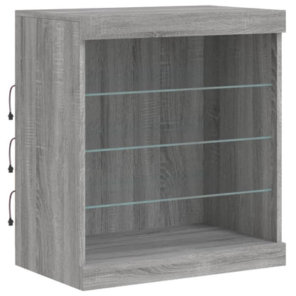 Sideboard with LED Lights Grey Sonoma 181,5x37x67 cm
