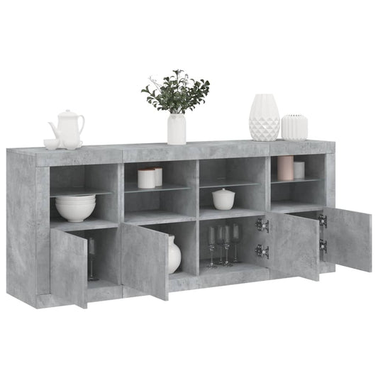 Sideboard with LED Lights Concrete Grey 163x37x67 cm