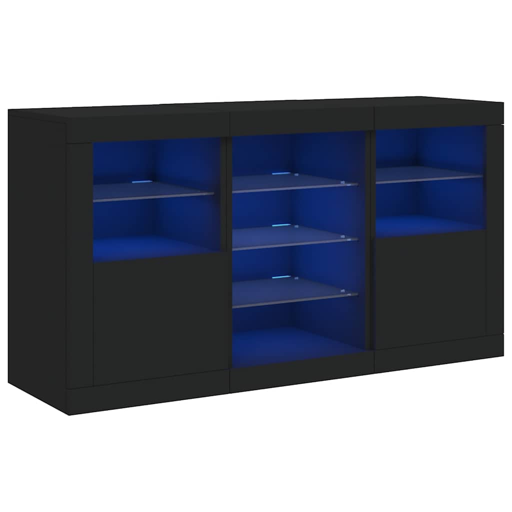 Sideboard with LED Lights Black 123x37x67 cm