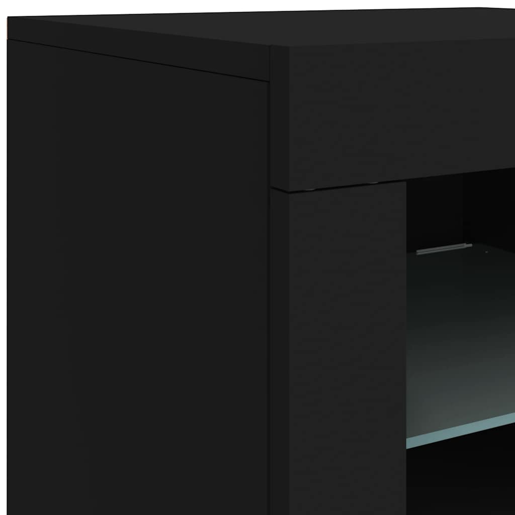 Sideboard with LED Lights Black 123x37x67 cm